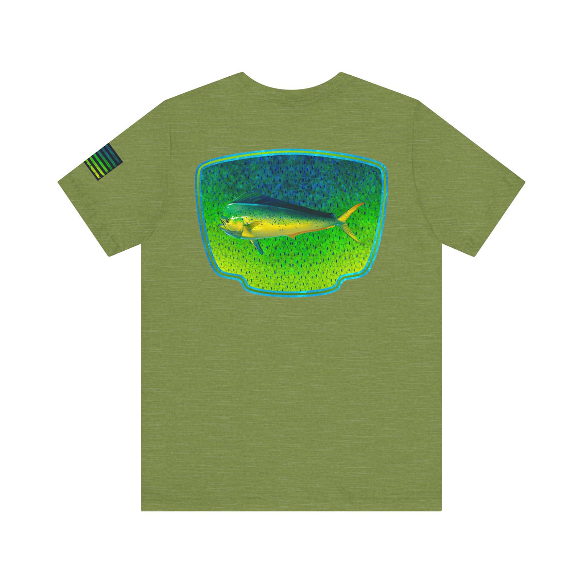 Bright Mahi Mahi Fish Skin Badge Tee – Bold Saltwater Fishing Shirt for Ocean Lovers