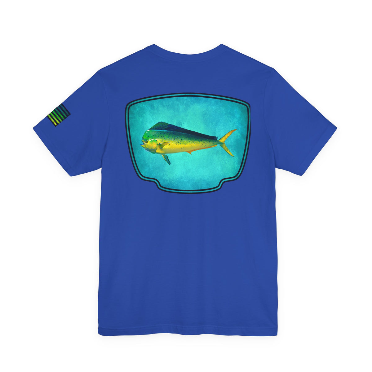 Vibrant Mahi Mahi Badge Tee – Ocean-Inspired Saltwater Fishing Shirt for Men