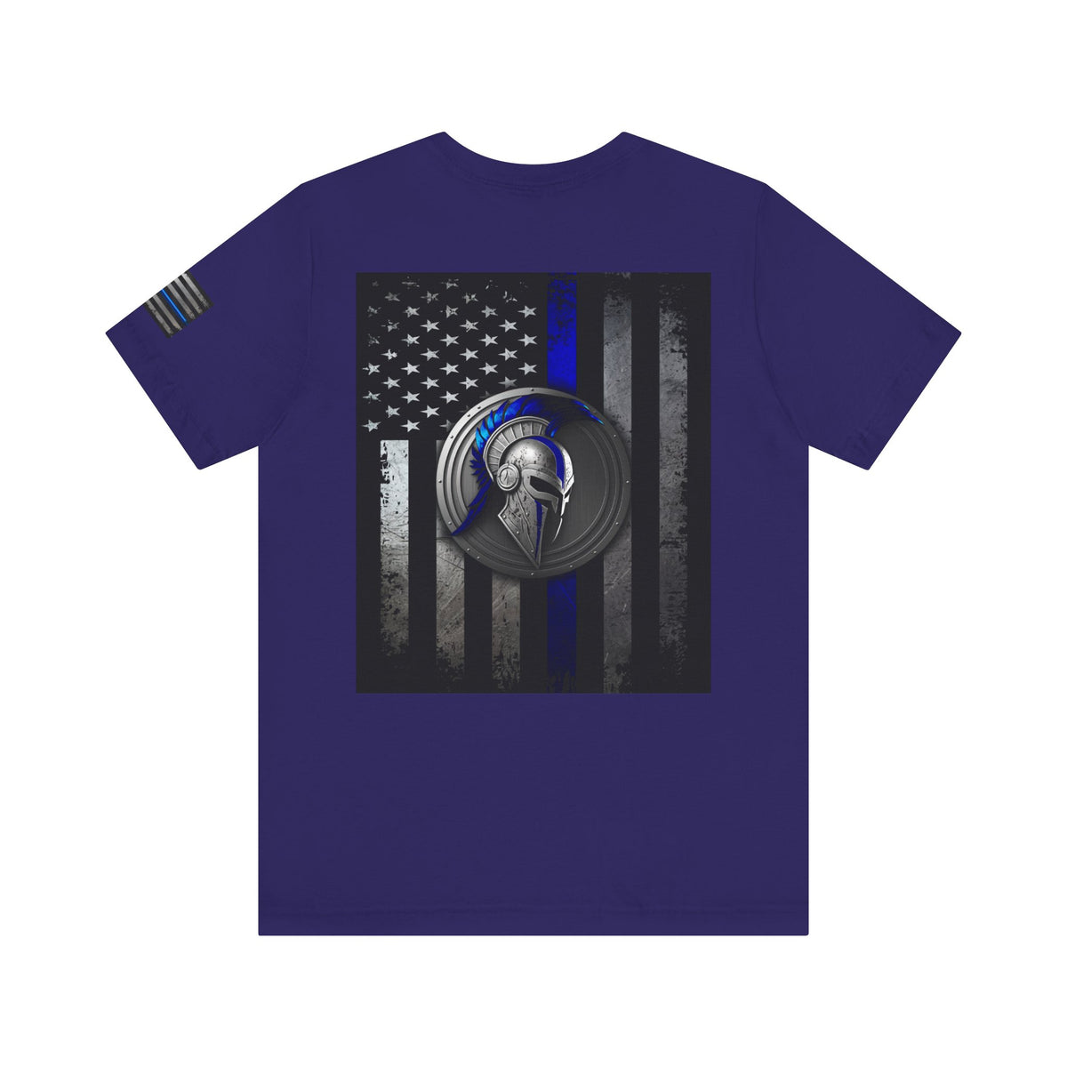 Spartan Helmet Flag Shirt – Thin Blue Line American Patriotic Tee for Law Enforcement Support