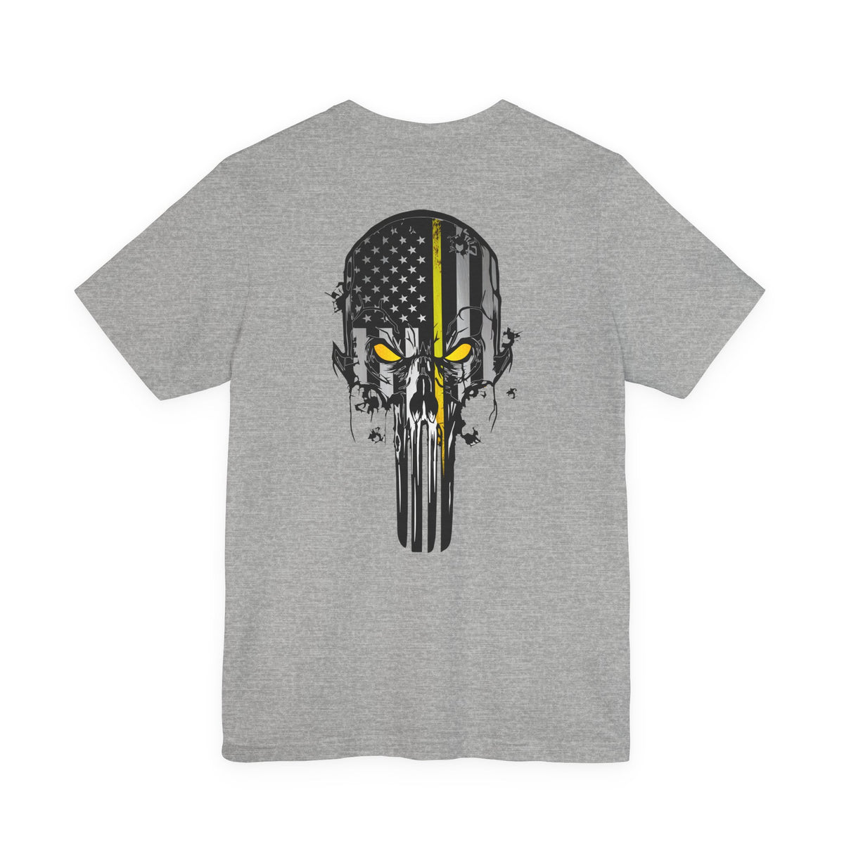 Thin Yellow Line American Flag Skull Tee