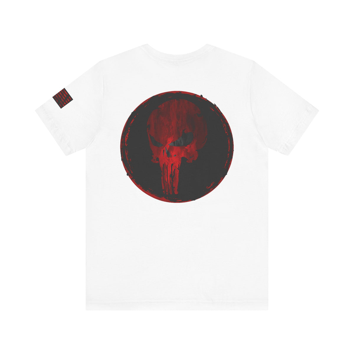 Punisher Skull Red Grunge Distressed Design – Tactical Graphic Art for Shirts, Decals, and Merch