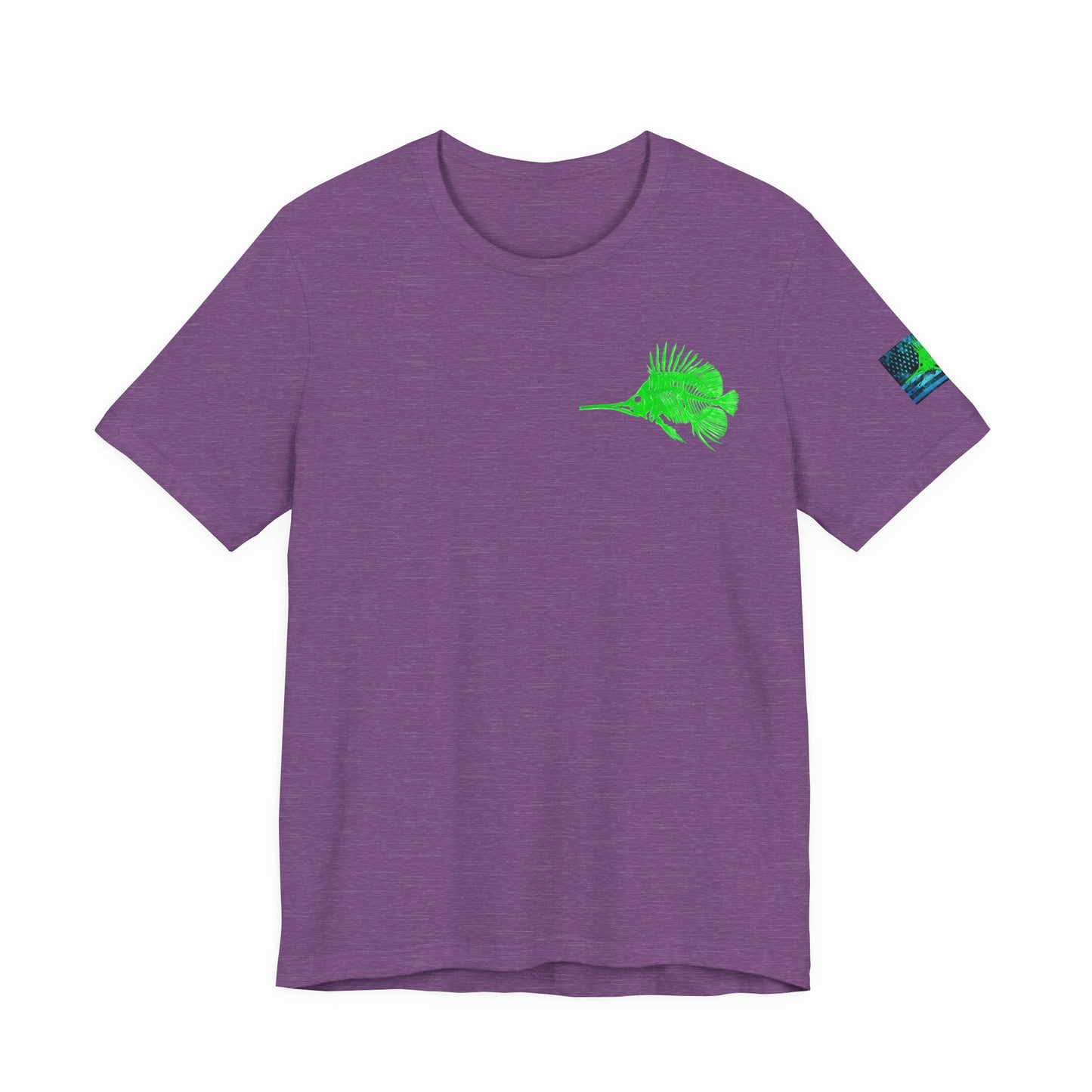 Green Fish Grunge American Flag Tee, Patriotic USA Shirt, Vintage American Flag