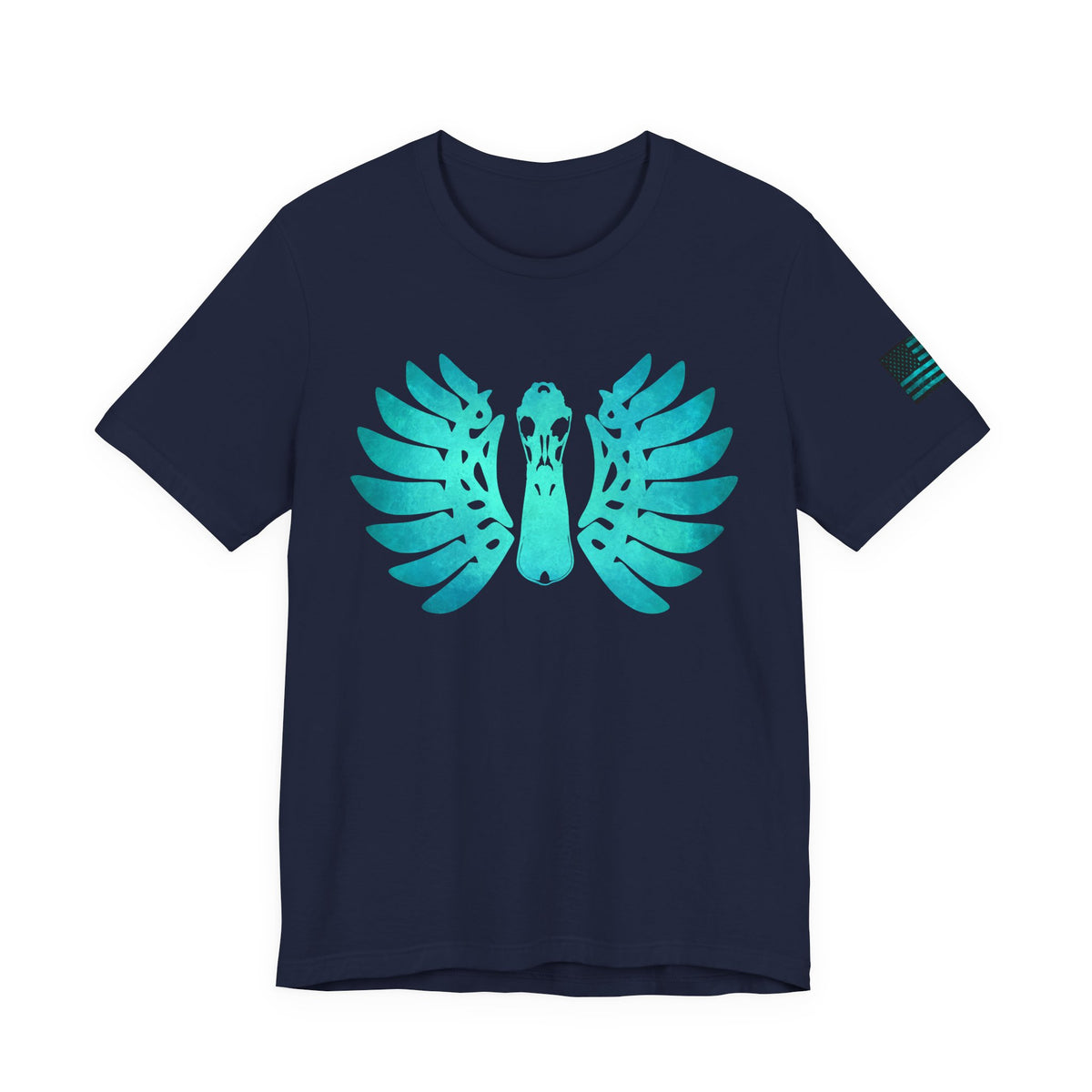 Duck Skull Wings T-Shirt – Ice Blue Bone-Wing Design, 100% Airlume Cotton Hunting Tee, Breathable & Durable Outdoor Shirt