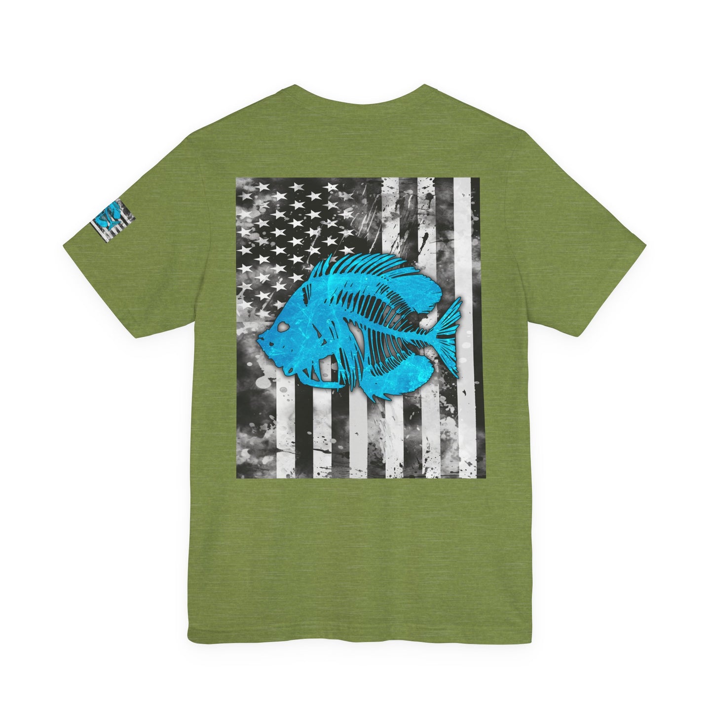 Blue Pearch Angler Grunge American Flag Tee, Patriotic USA Shirt, Vintage American Flag