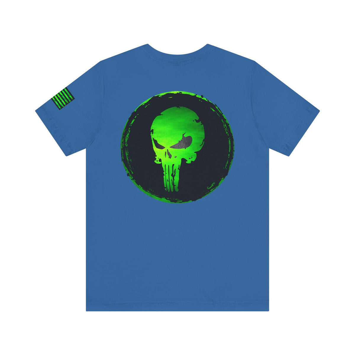 Toxic Green Punisher Skull – Neon Grunge Vigilante Graphic for Shirts, Decals & Prints