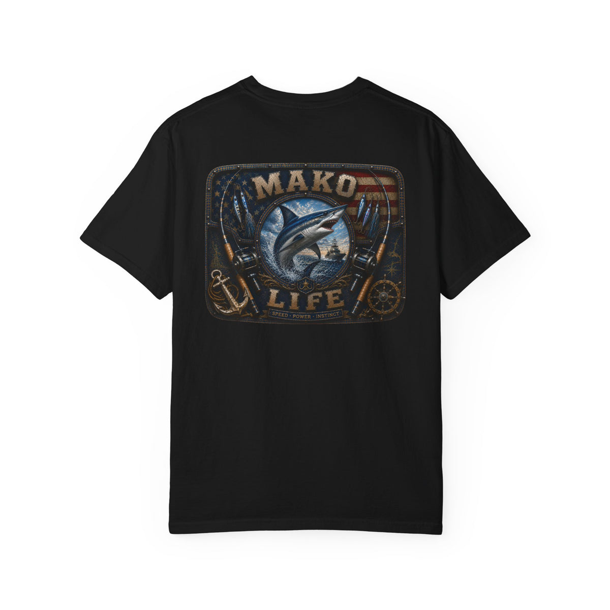 Mako Life T-Shirt — Vintage Marlin & Anchor Fishing Tee
