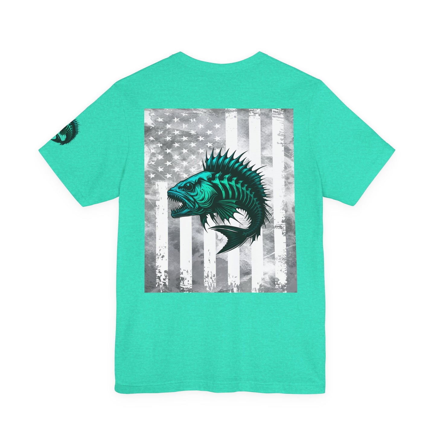 Fishing Grunge American Flag Tee, Patriotic USA Shirt, Vintage American Flag