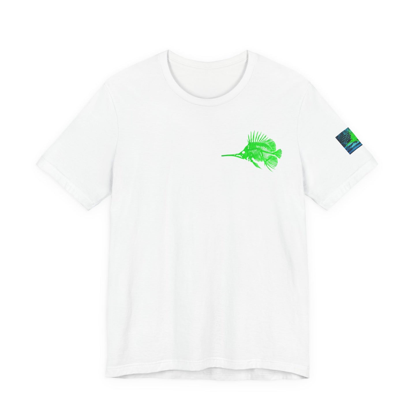 Green Fish Grunge American Flag Tee, Patriotic USA Shirt, Vintage American Flag