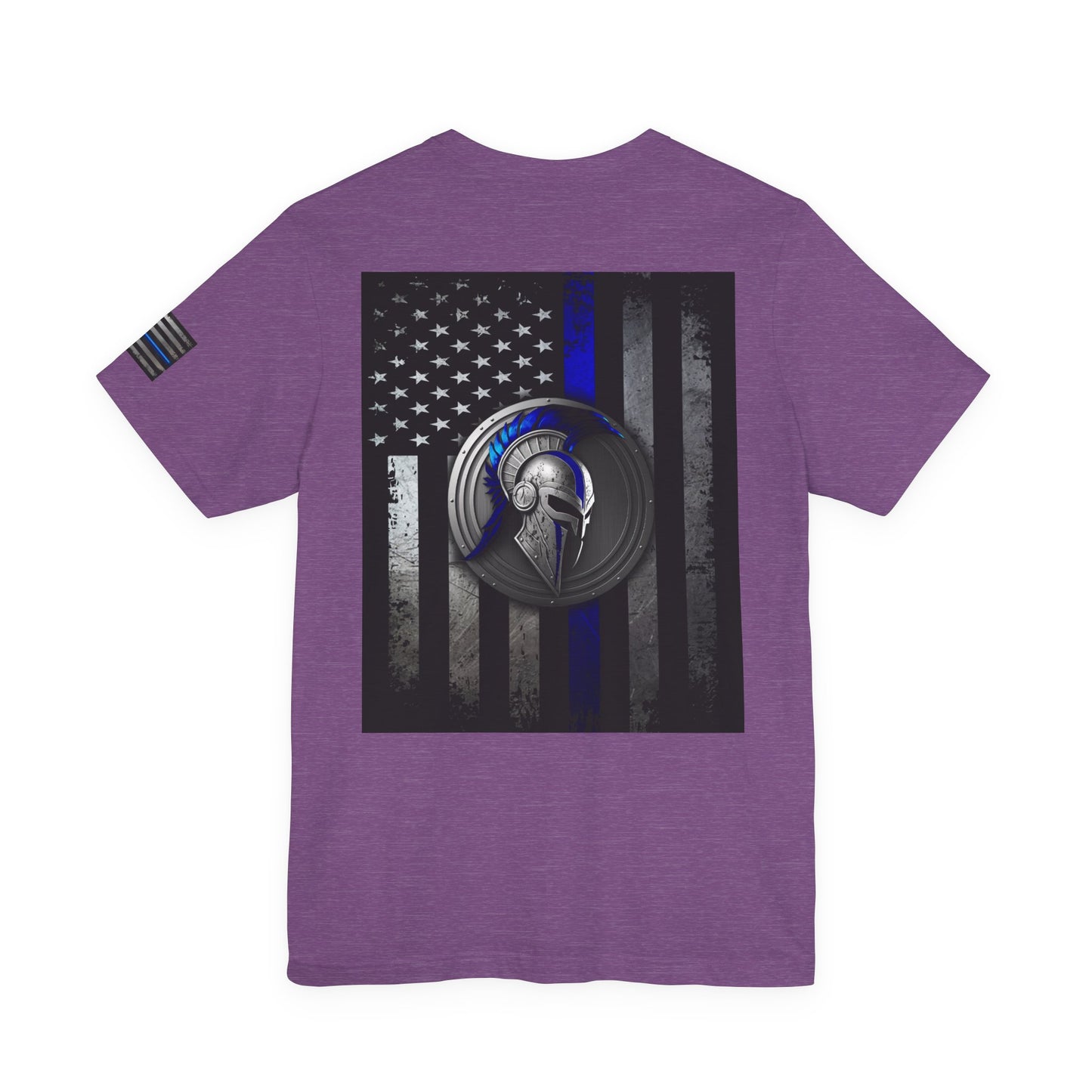 Spartan Helmet Flag Shirt – Thin Blue Line American Patriotic Tee for Law Enforcement Support