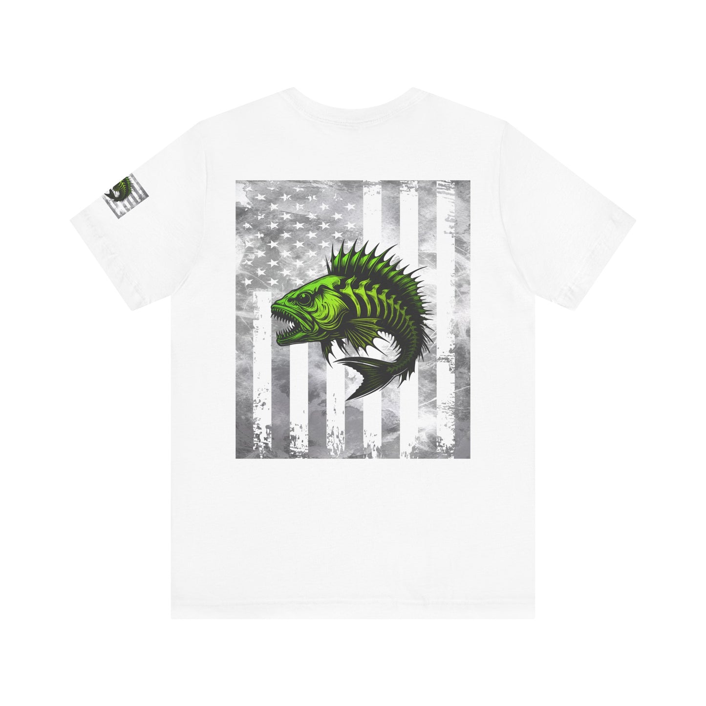Angler Grunge American Flag Tee, Patriotic USA Shirt, Vintage American Flag