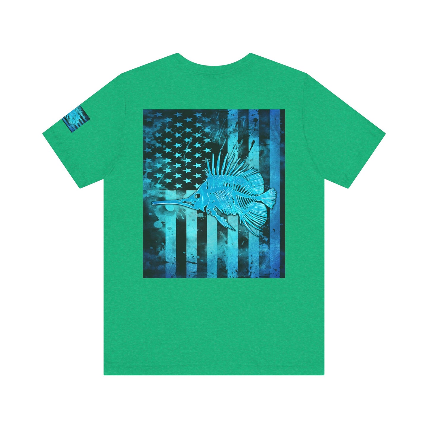 Fishing Angler American Flag Tee, Patriotic USA Shirt, Vintage American Flag
