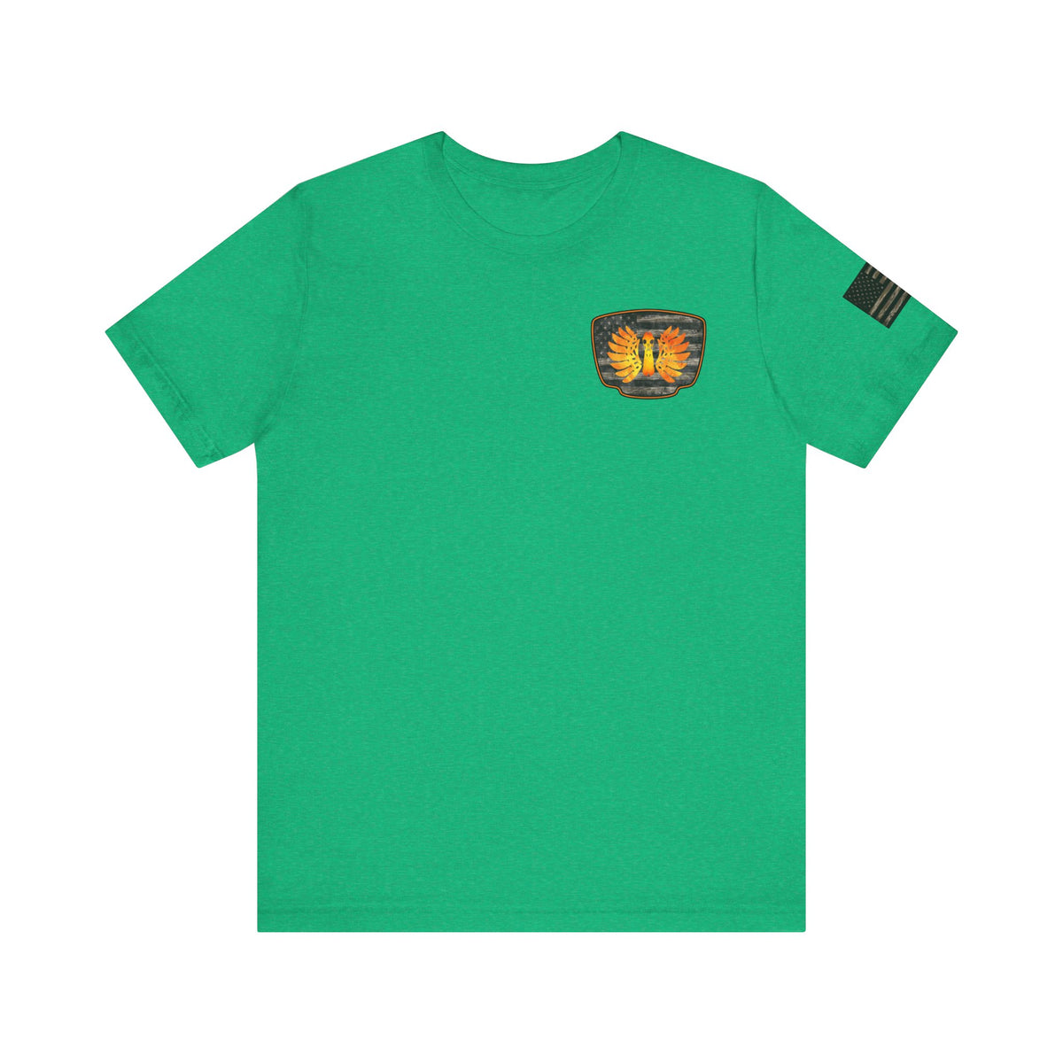 Duck Hunt Badge T-Shirt – Mossy Camo Print, Crossed Guns & Duck Skull Graphic
