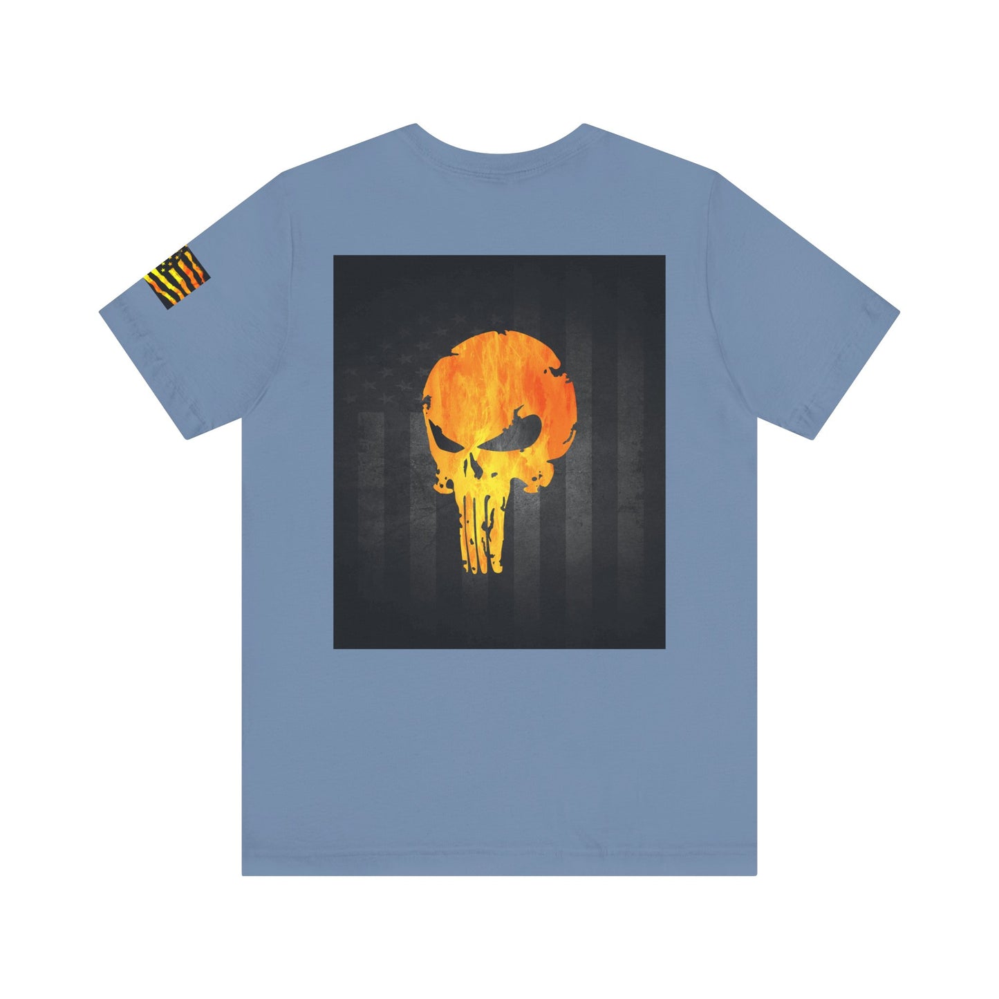 Orange Grunge Punisher Skull – Neon Grunge Vigilante Graphic for Shirts, Decals & Prints