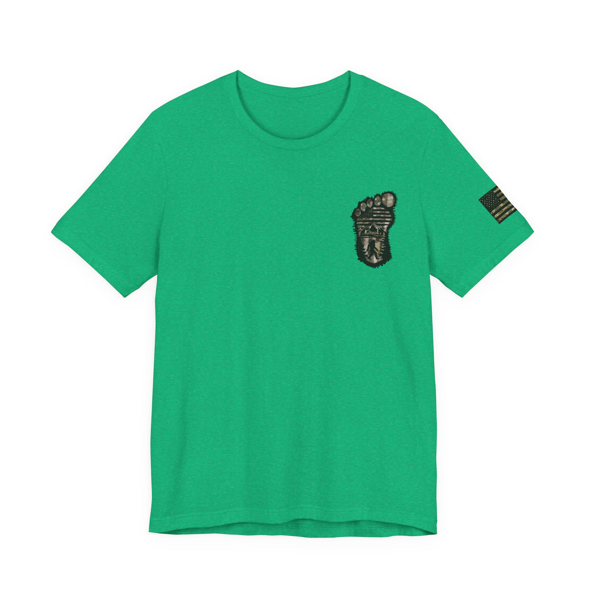 Bigfoot American Flag Camo Tee, Patriotic Sasquatch Shirt, USA Yetti Top, Men's Women's Unisex T-shirt, Cryptid Camouflage