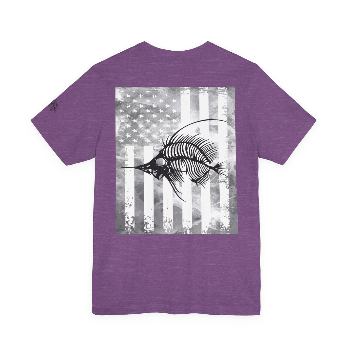 Fish Skeleton Grunge American Flag Tee, Patriotic USA Shirt, Vintage American Flag