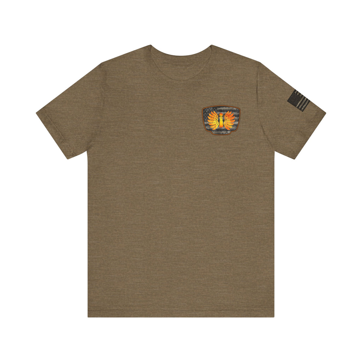 Duck Hunt Badge T-Shirt – Mossy Camo Print, Crossed Guns & Duck Skull Graphic