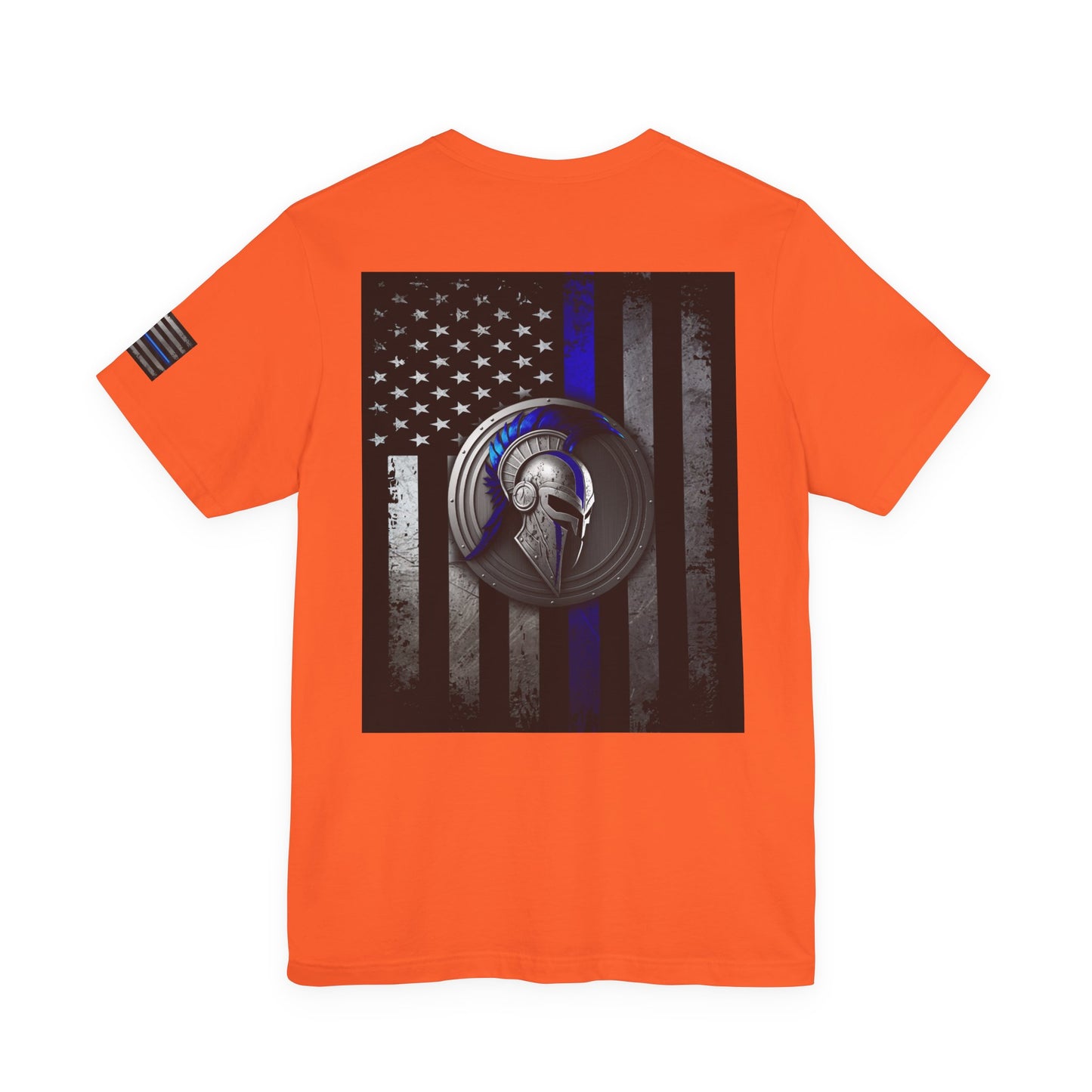 Spartan Helmet Flag Shirt – Thin Blue Line American Patriotic Tee for Law Enforcement Support