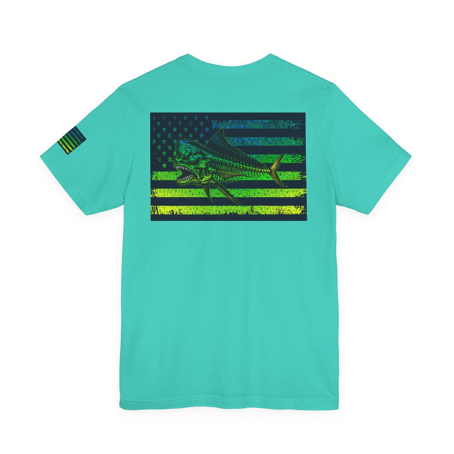 The Mahi Angler Grunge American Flag Tee, Patriotic USA Shirt, Vintage American Flag