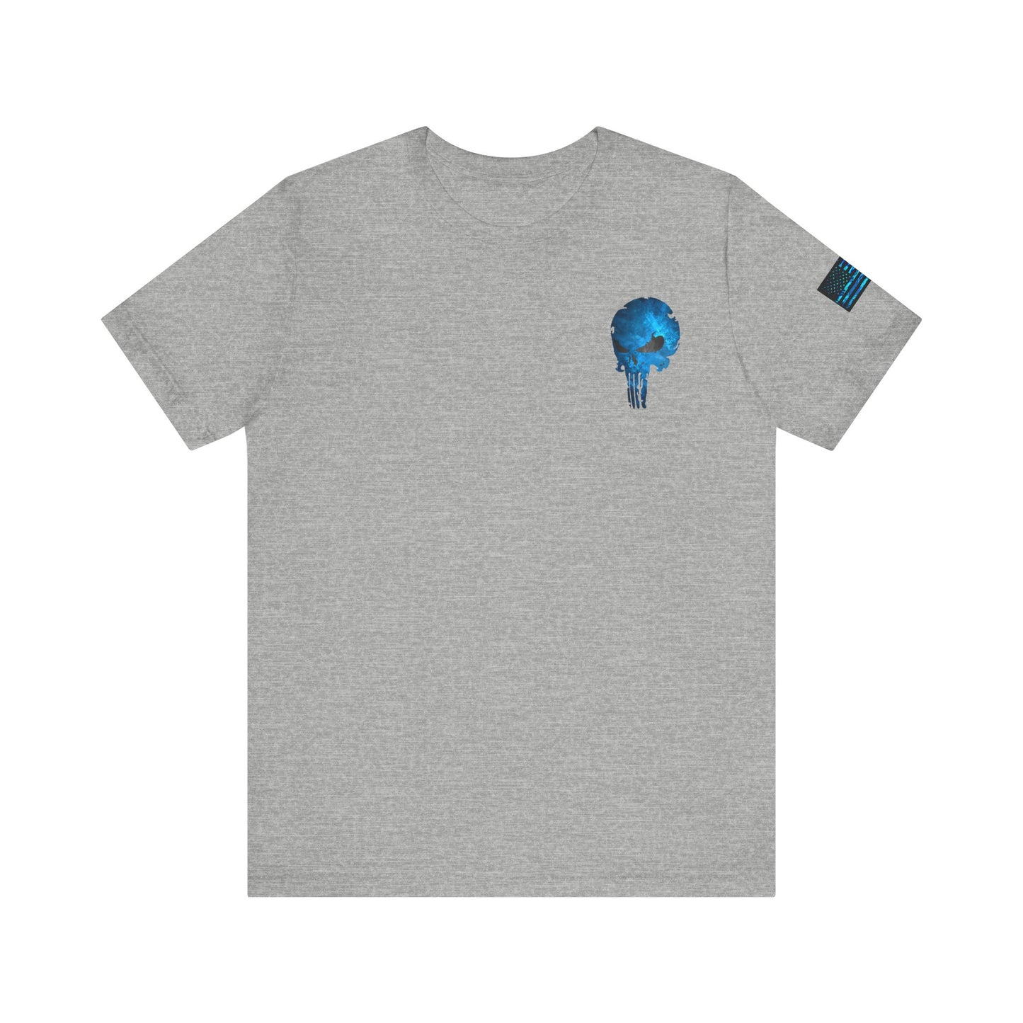 Blue Grunge Punisher Skull – Neon Grunge Vigilante Graphic for Shirts, Decals & Prints