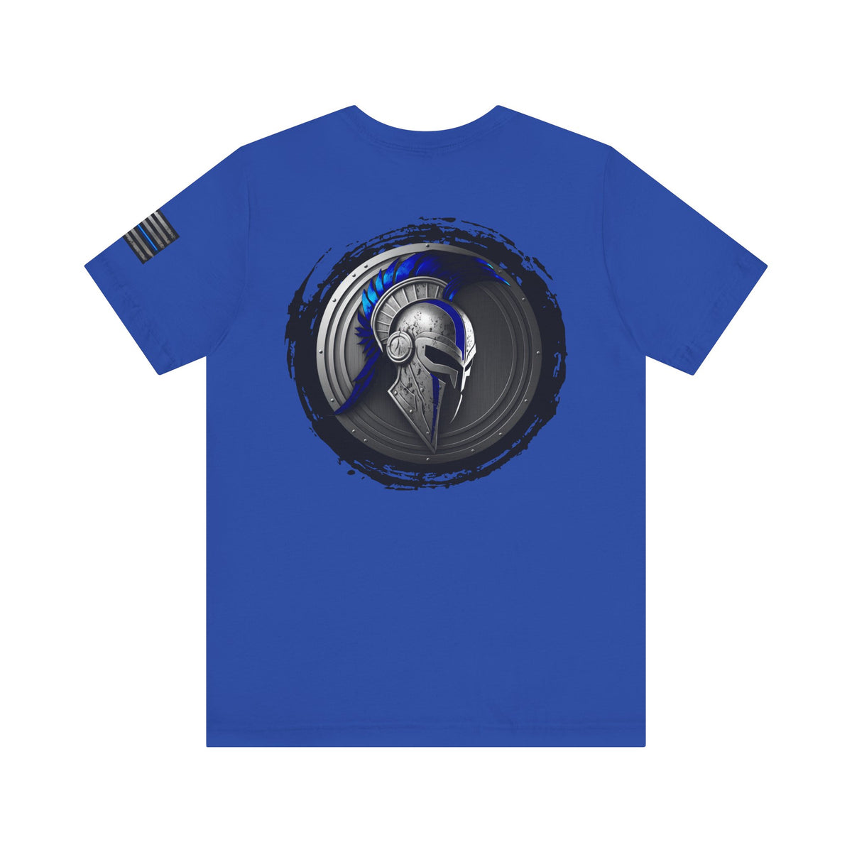 Grunge Spartan Thin Blue Line American Flag T-Shirt – Honor & Valor Police Tribute Tee