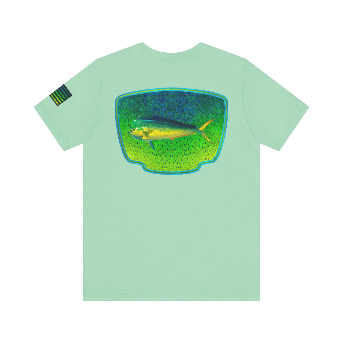 Bright Mahi Mahi Fish Skin Badge Tee – Bold Saltwater Fishing Shirt for Ocean Lovers
