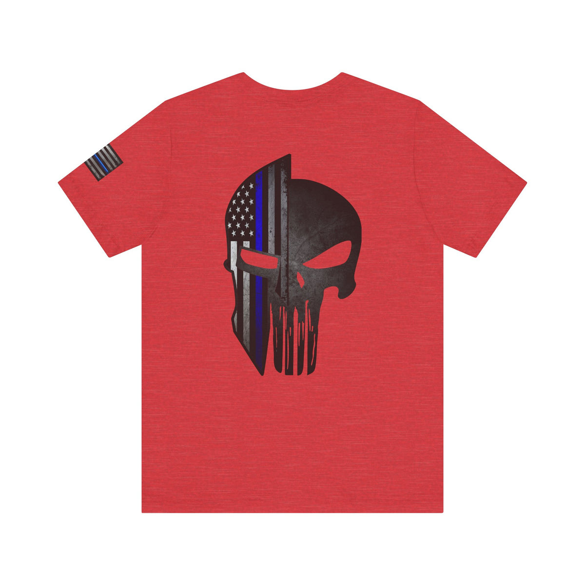 Grunge Stone Spartan Thin Blue Line American Flag T-Shirt – Honor & Valor Police Tribute Tee