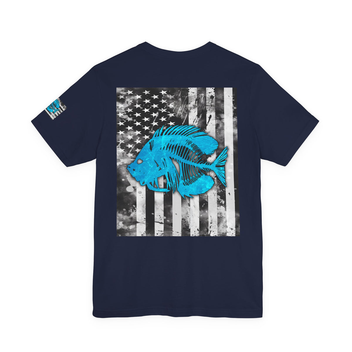 Blue Pearch Angler Grunge American Flag Tee, Patriotic USA Shirt, Vintage American Flag
