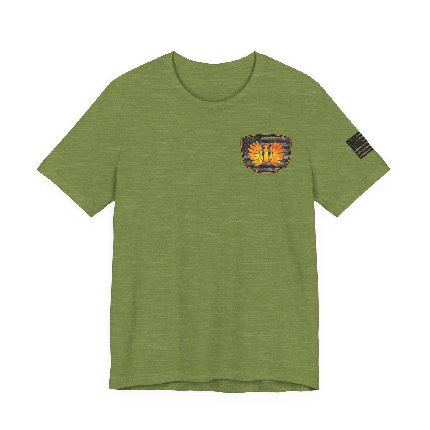Duck Hunt Badge T-Shirt – Mossy Camo Print, Crossed Guns & Duck Skull Graphic