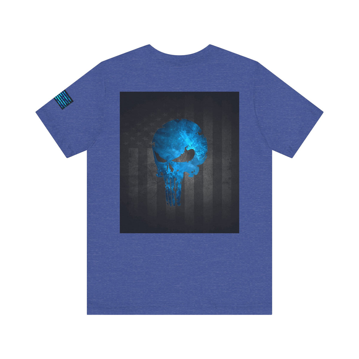 Blue Grunge Punisher Skull – Neon Grunge Vigilante Graphic for Shirts, Decals & Prints