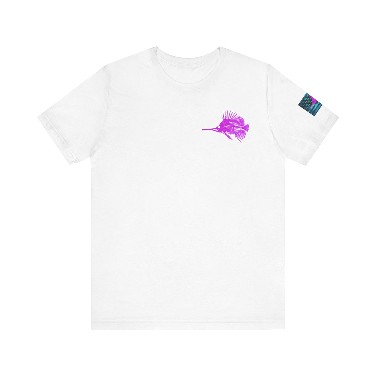 Pink Angler Grunge American Flag Tee, Patriotic USA Shirt, Vintage American Flag