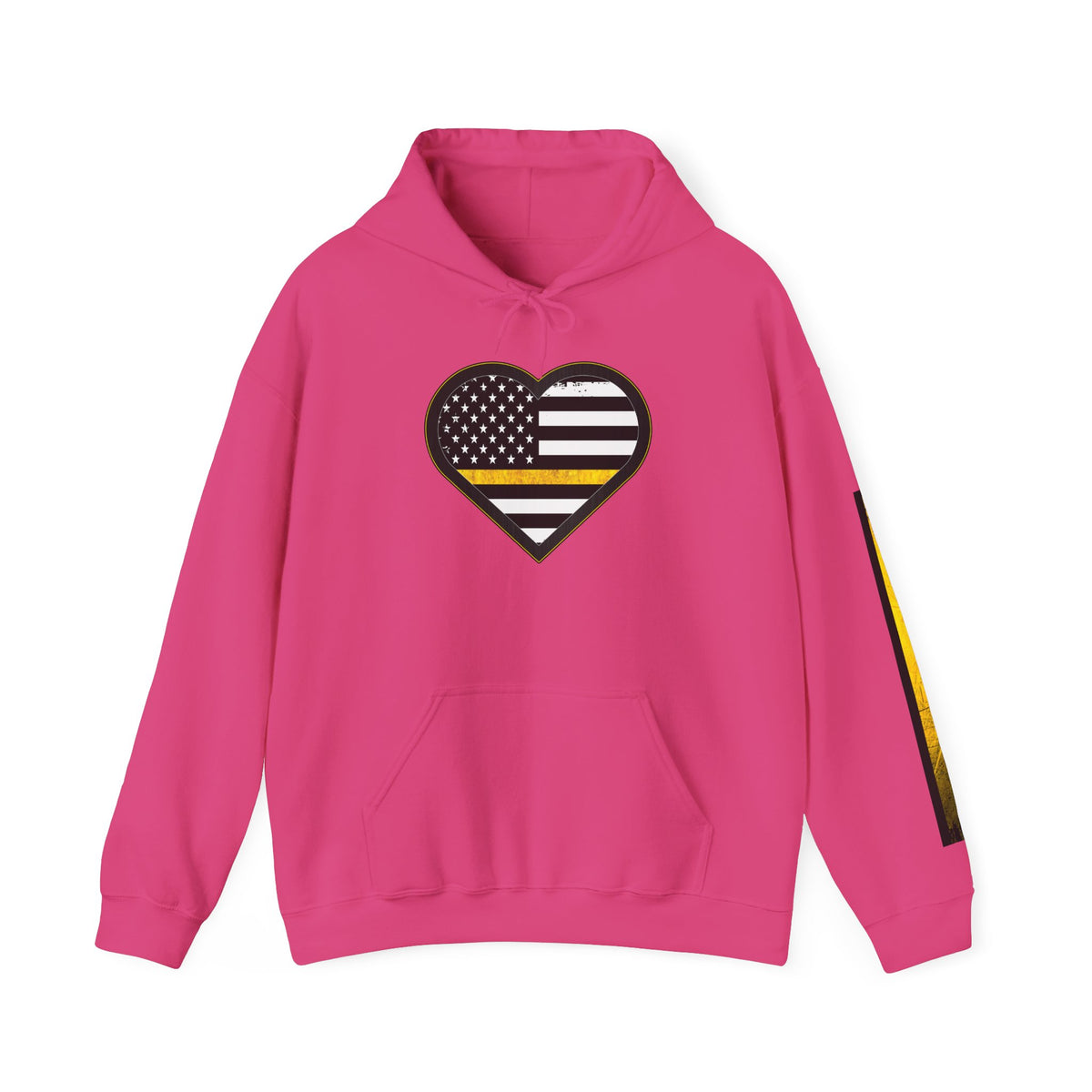 911 Dispatcher Thin Yellow Line American Flag Heart Hoodie, Dispatcher Hooded Sweatshirt, First Responder Gift, Patriotic