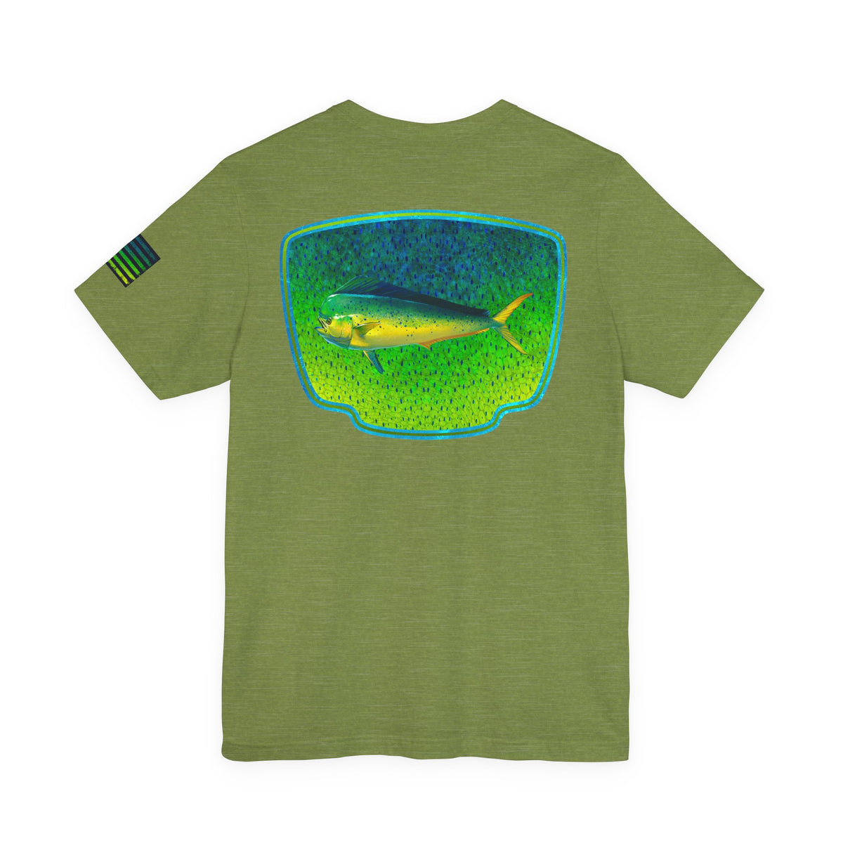 Bright Mahi Mahi Fish Skin Badge Tee – Bold Saltwater Fishing Shirt for Ocean Lovers
