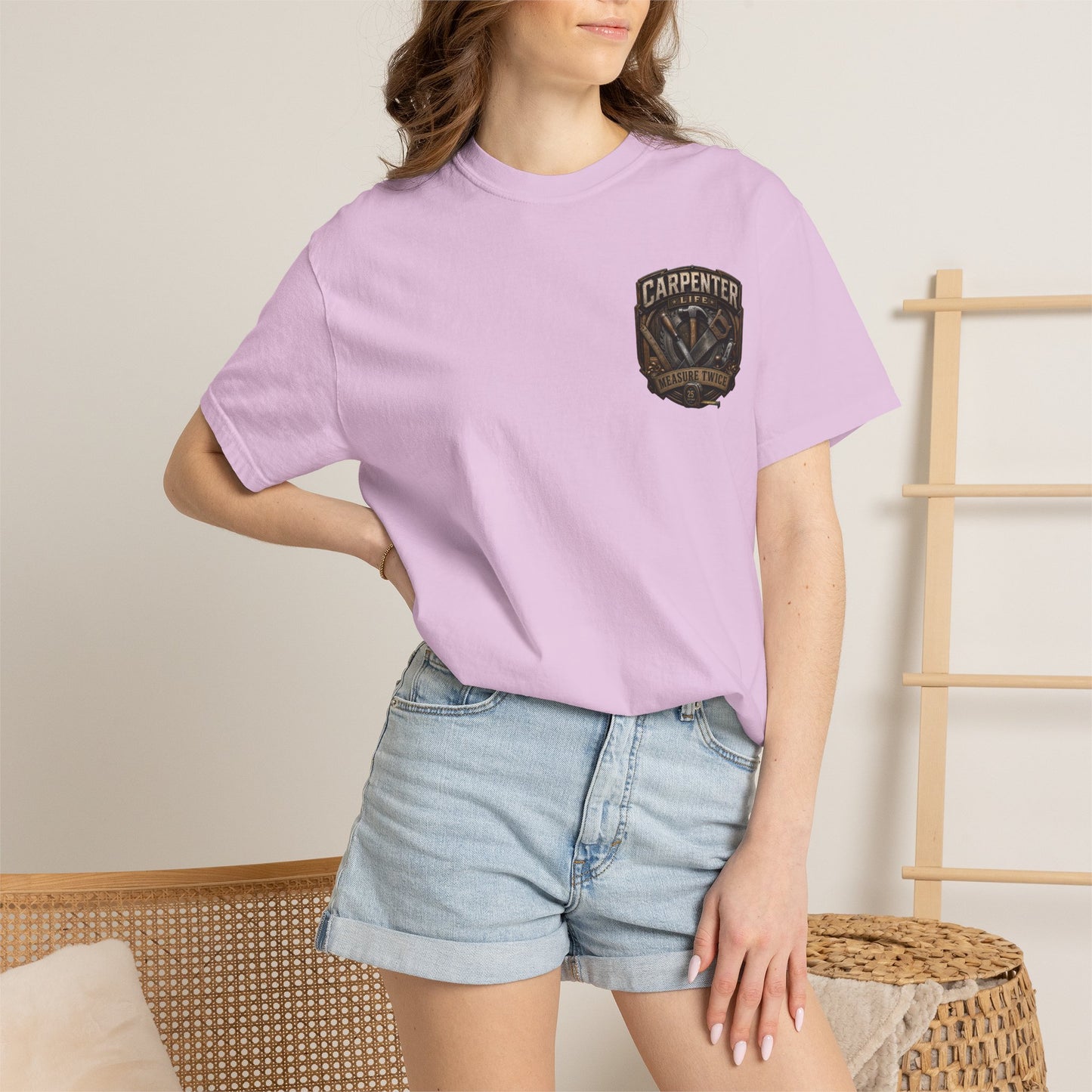 Carpenter Life T-Shirt – 'Measure Twice' Vintage Tool Emblem