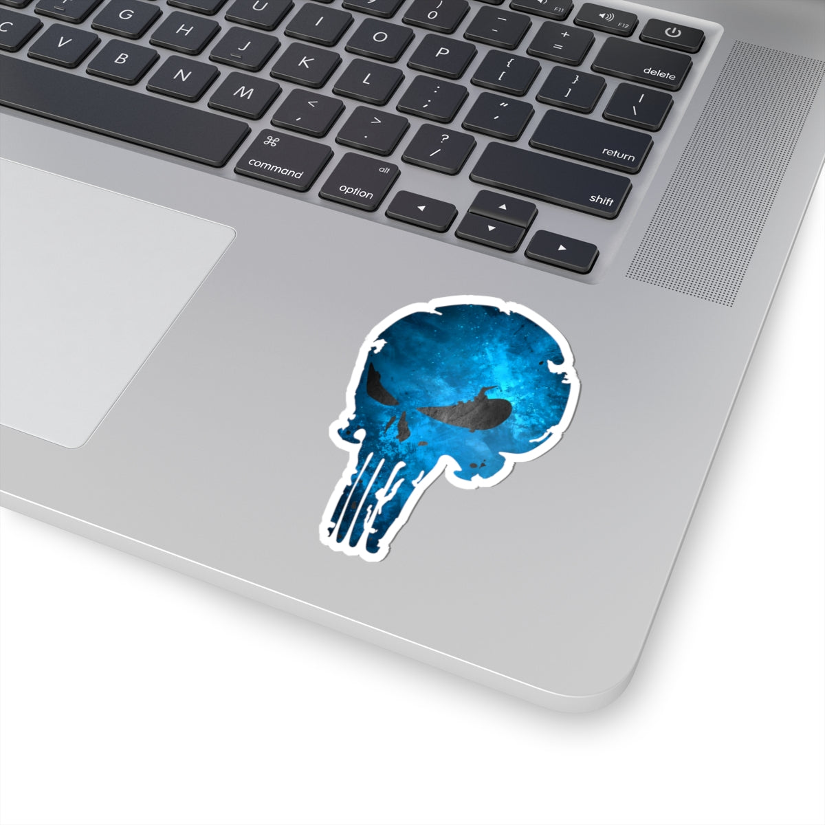 Blue Distressed Skull Warrior Sticker – Bold Urban Graphic for Laptops, Water Bottles & More