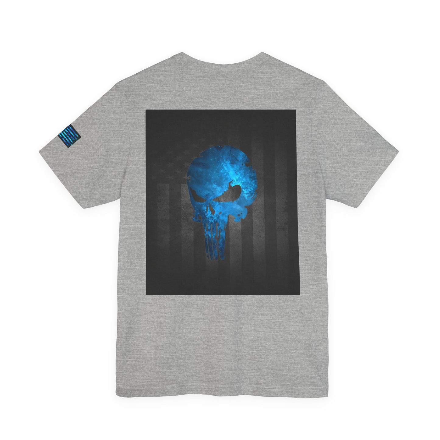 Blue Grunge Punisher Skull – Neon Grunge Vigilante Graphic for Shirts, Decals & Prints