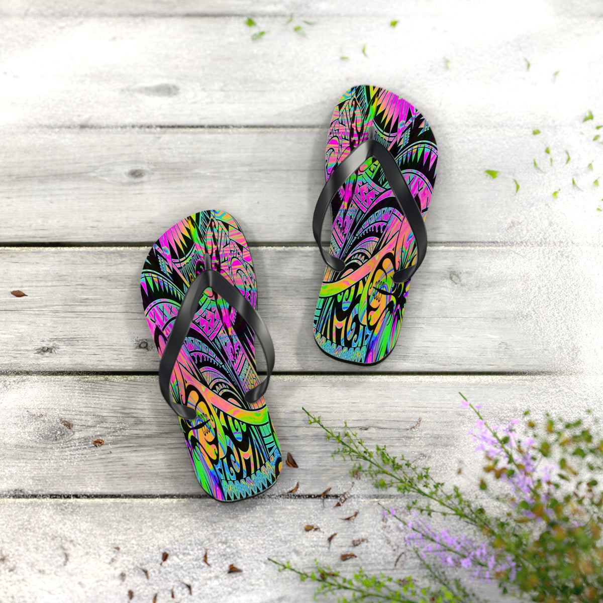 Polynesian Flip Flops | Vibrant Beach Footwear | Summer Sandals | Bohemian Style | Gift for Travelers, Festivals