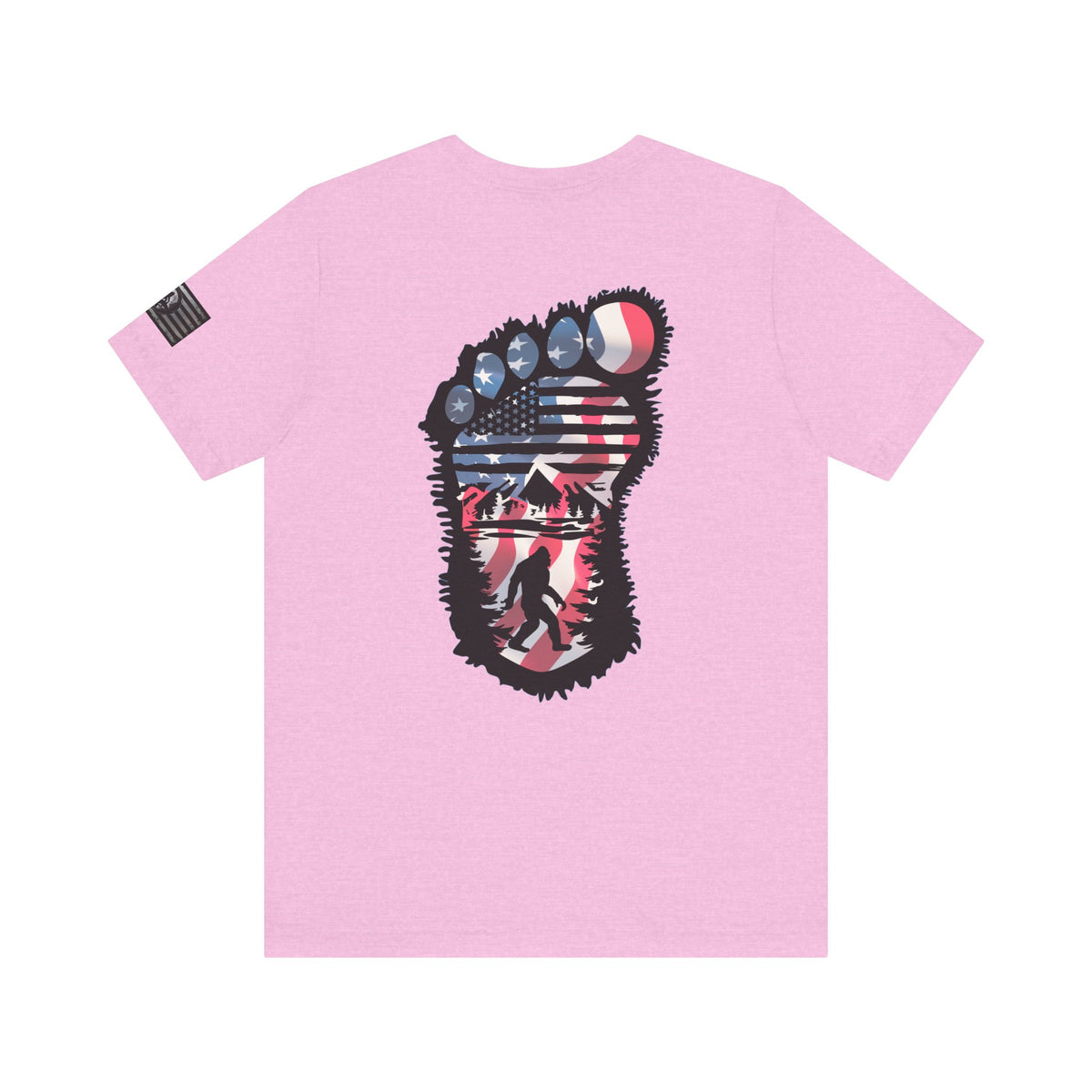 Bigfoot American Flag Adventure-Ready Unisex Tee, Perfect for Campouts, Gifts, Outdoor Wear