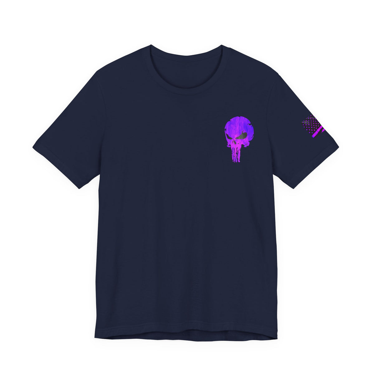 Purple Grunge Punisher Skull – Neon Grunge Vigilante Graphic for Shirts, Decals & Prints