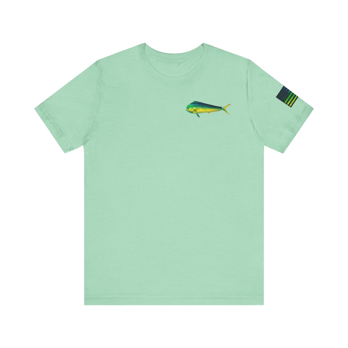 Mahi Mahi American Flag Fishing T-Shirt – Bold Offshore Graphic Tee