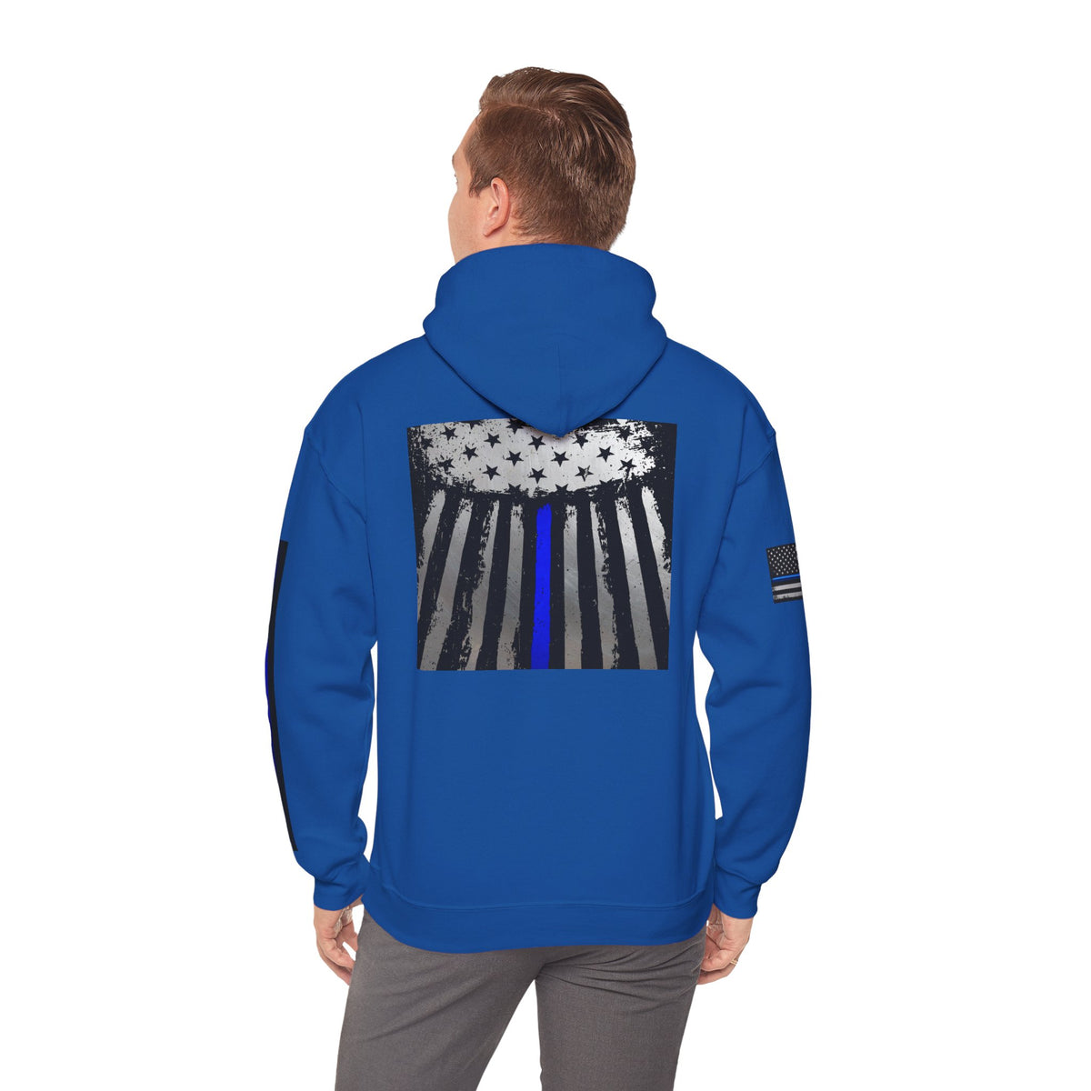 Spartan Thin Blue Line Flag Hoodie – Warrior Helmet Patriotic Sweatshirt for Police Supporters
