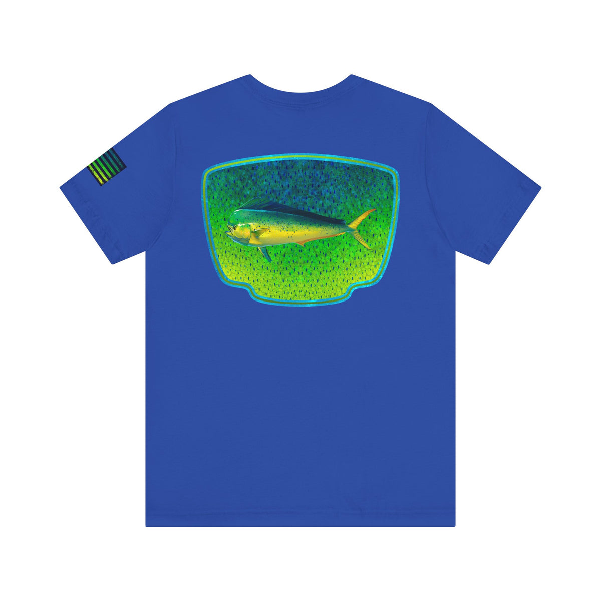 Bright Mahi Mahi Fish Skin Badge Tee – Bold Saltwater Fishing Shirt for Ocean Lovers