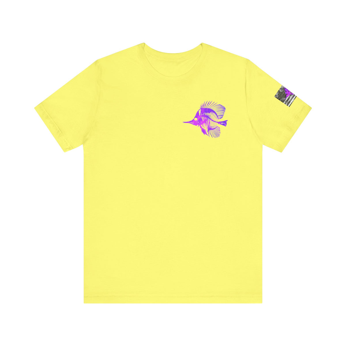 Purple Fish Angler Grunge American Flag Tee, Patriotic USA Shirt, Vintage American Flag