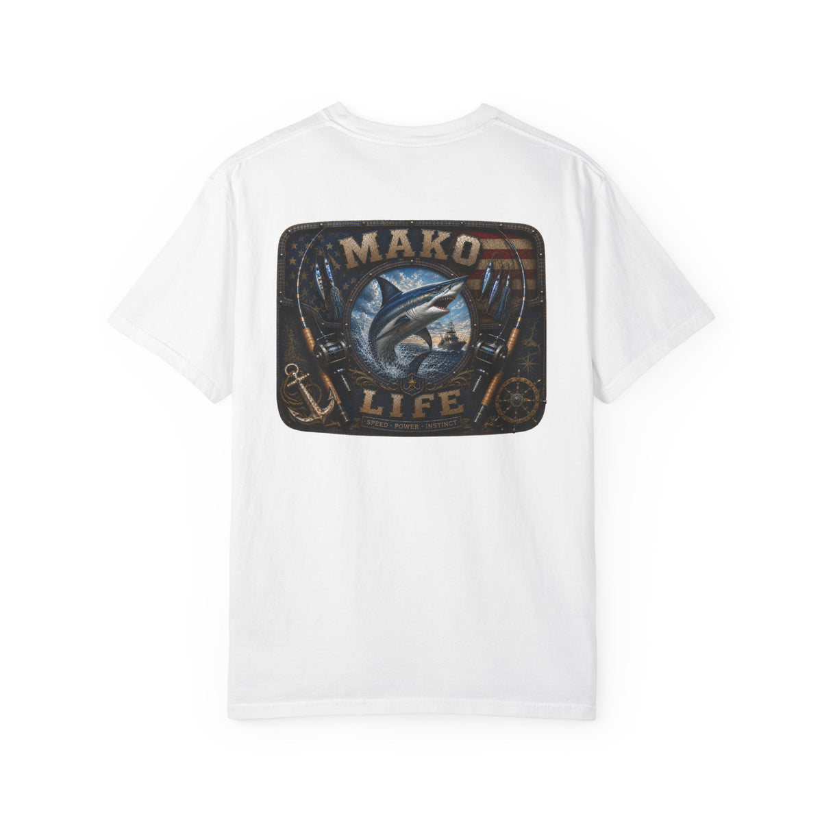 Mako Life T-Shirt — Vintage Marlin & Anchor Fishing Tee