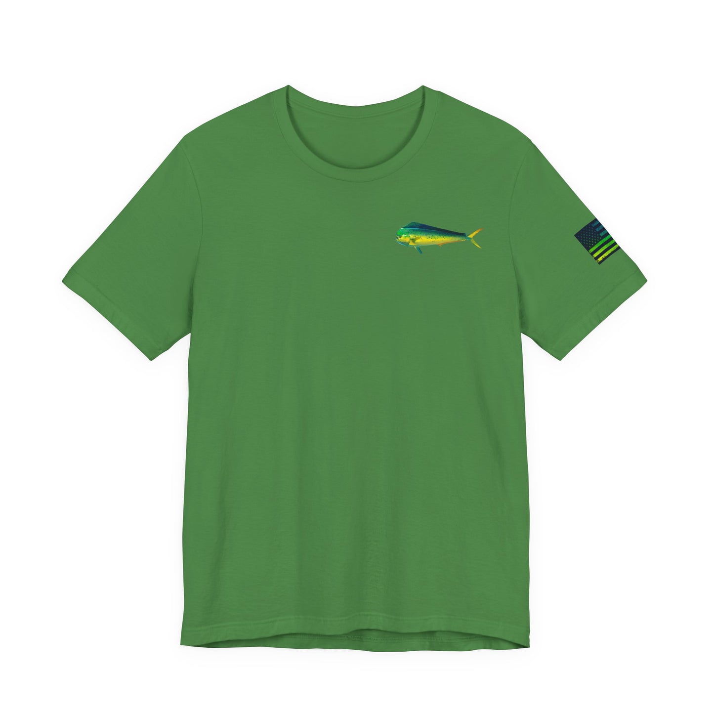 Mahi Mahi Sunglass Badge Tee – White Distressed Flag Fishing Shirt