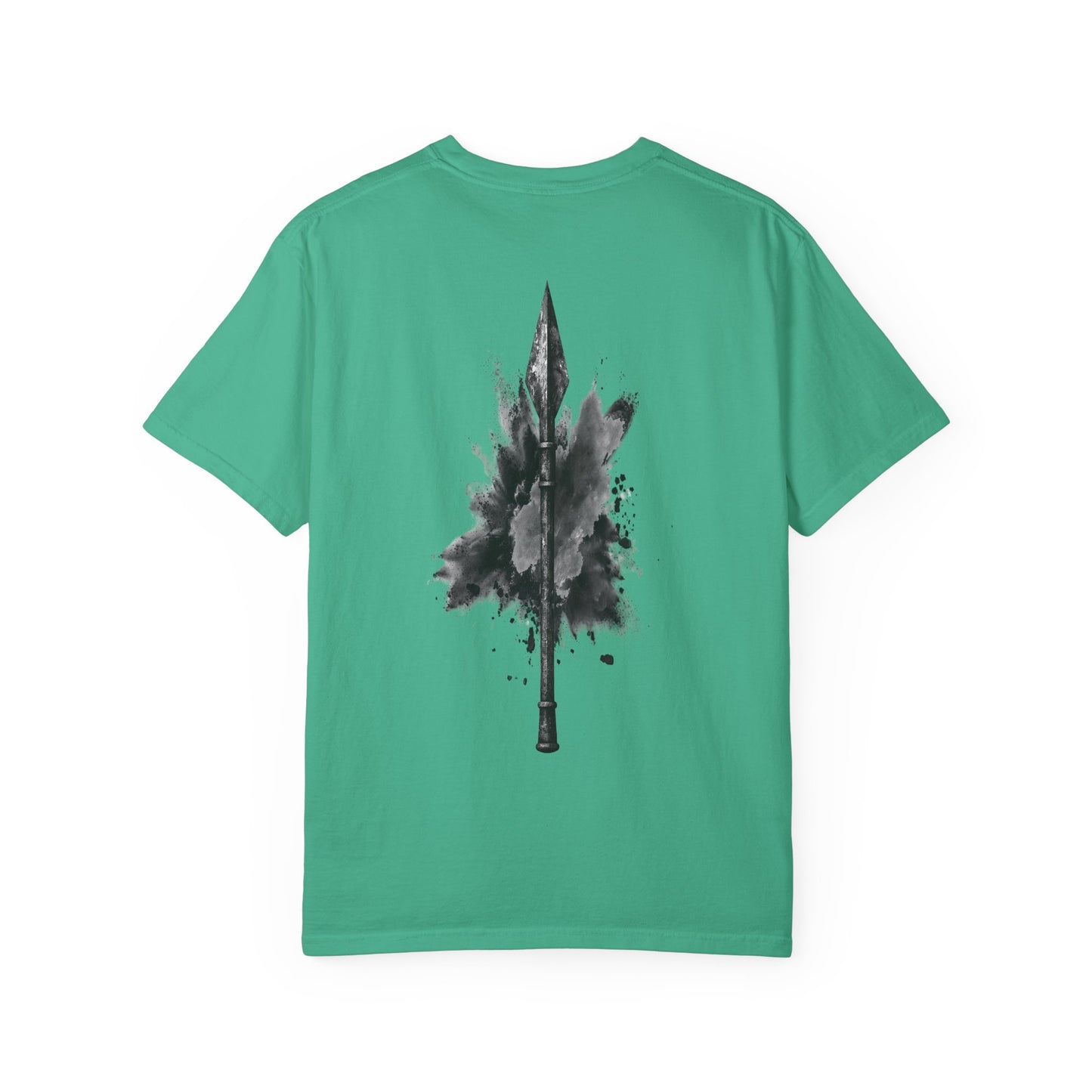 Spartan Warrior T-Shirt – Greek Helmet Circle Design Front & Spear Back | Warrior Graphic Tee