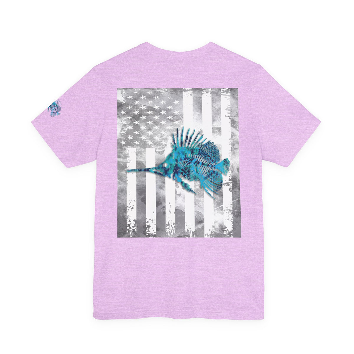 Fish Skeleton Grunge American Flag Tee, Patriotic Fishing Shirt, Vintage USA Bones, Fourth of July Apparel,
