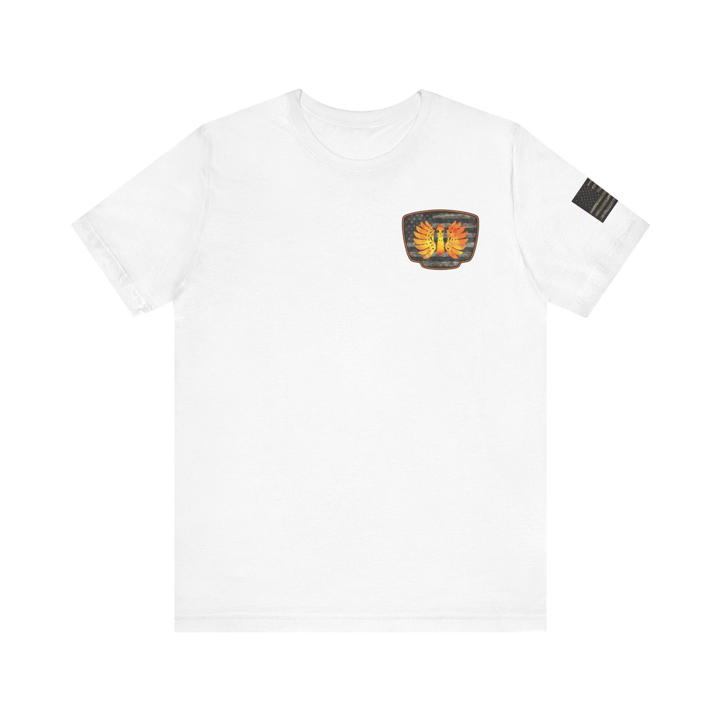 Duck Hunt Badge T-Shirt – Mossy Camo Print, Crossed Guns & Duck Skull Graphic
