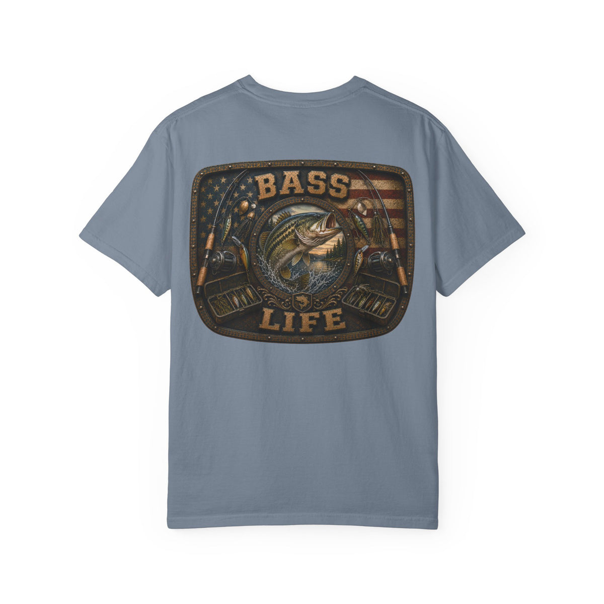 Bass Life T-Shirt — Retro American Flag Bass Fishing Tee