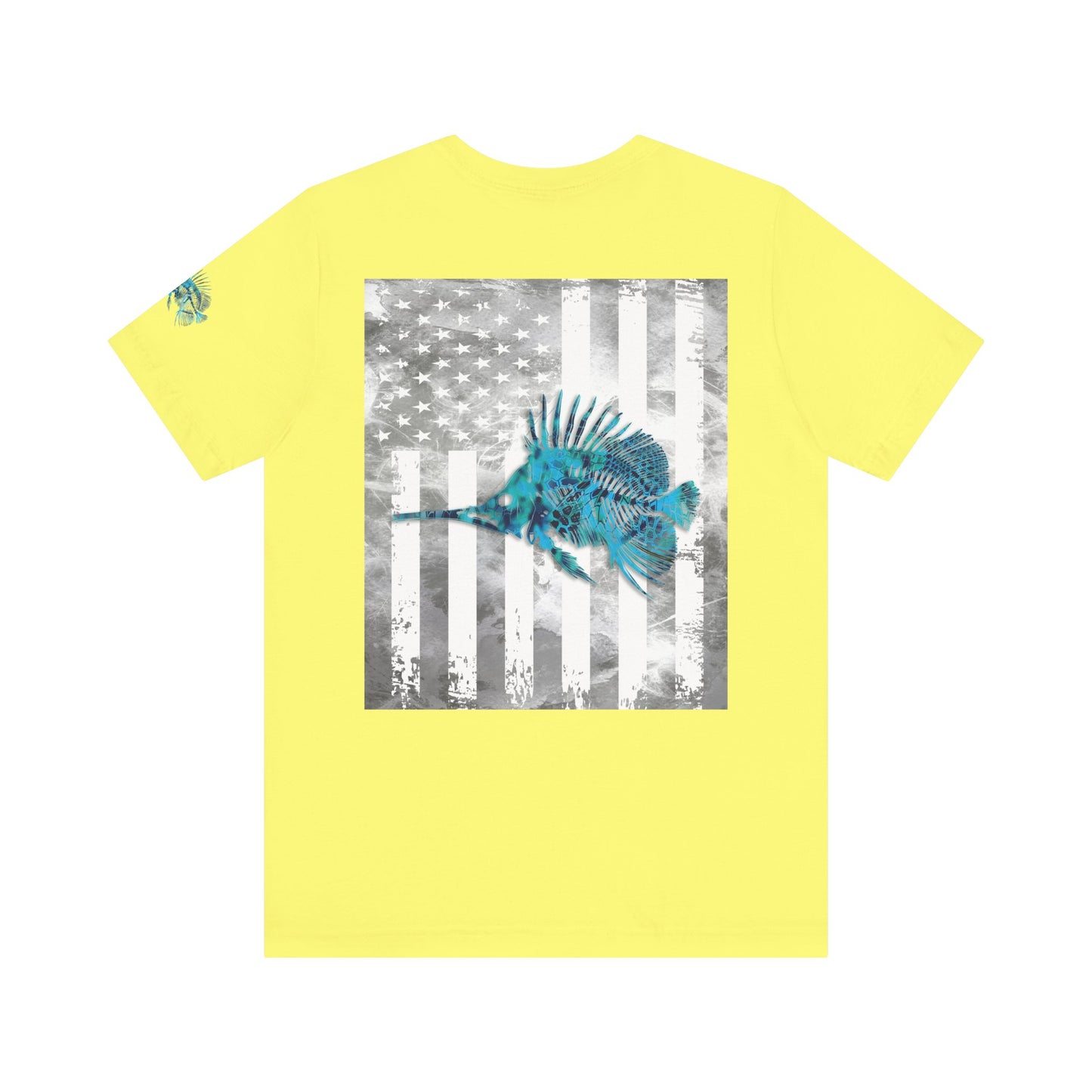 Fish Skeleton Grunge American Flag Tee, Patriotic Fishing Shirt, Vintage USA Bones, Fourth of July Apparel,