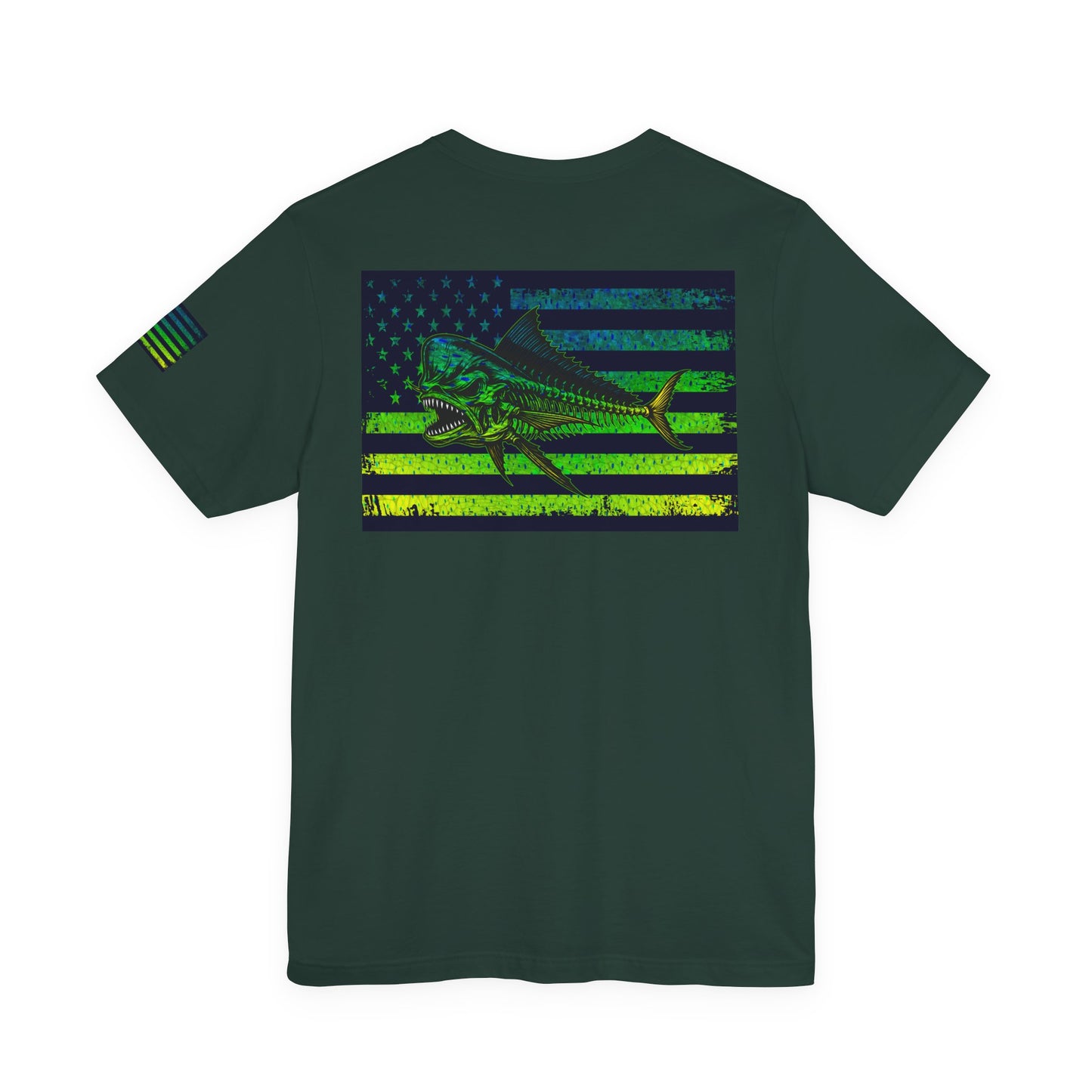 The Mahi Angler Grunge American Flag Tee, Patriotic USA Shirt, Vintage American Flag